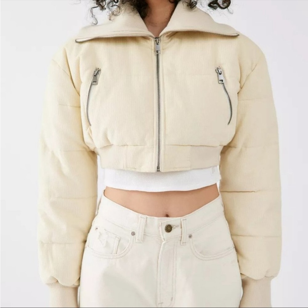 NWT UO Lily Corduroy Cropped Puffer Jacket
